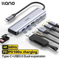 Llano 7 in 1 USB C Hub Multiport Adapter, 4K/60Hz HDMI 2.0, 100W PD, USB-A 5Gbps & USB-C 480Mbps Data Ports, SD/TF Card Reader