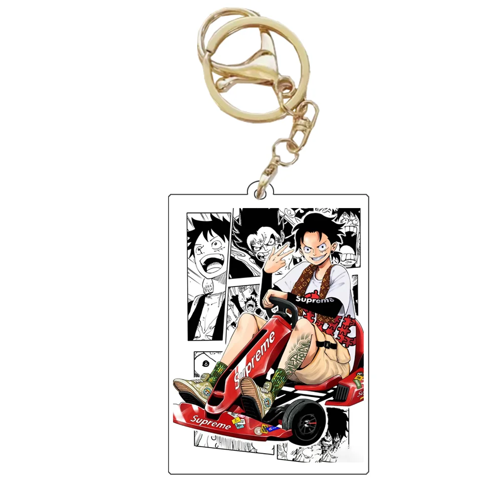 Anime ONE PIECE DIY Cards Nami Monkey D. Luffy Roronoa Zoro Usopp SANJI Nico Robin Chopper FRANKY Acrylic Keychain Bag Pendant