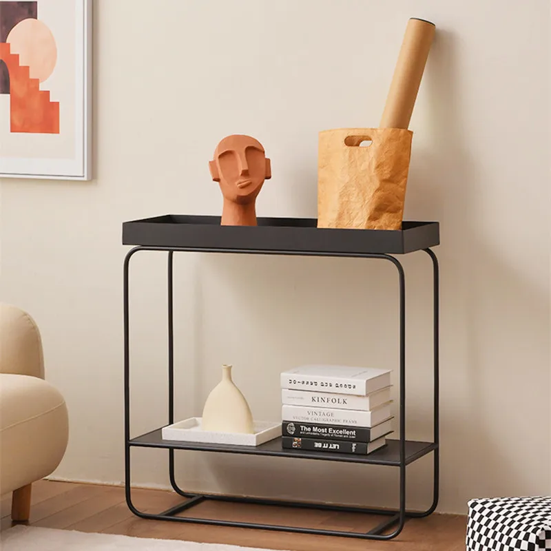 

Scandinavian Iron Entryway Console Table Minimalist Living Room Magazine Rack Hallway Foyer Decor for Small Space Long Table