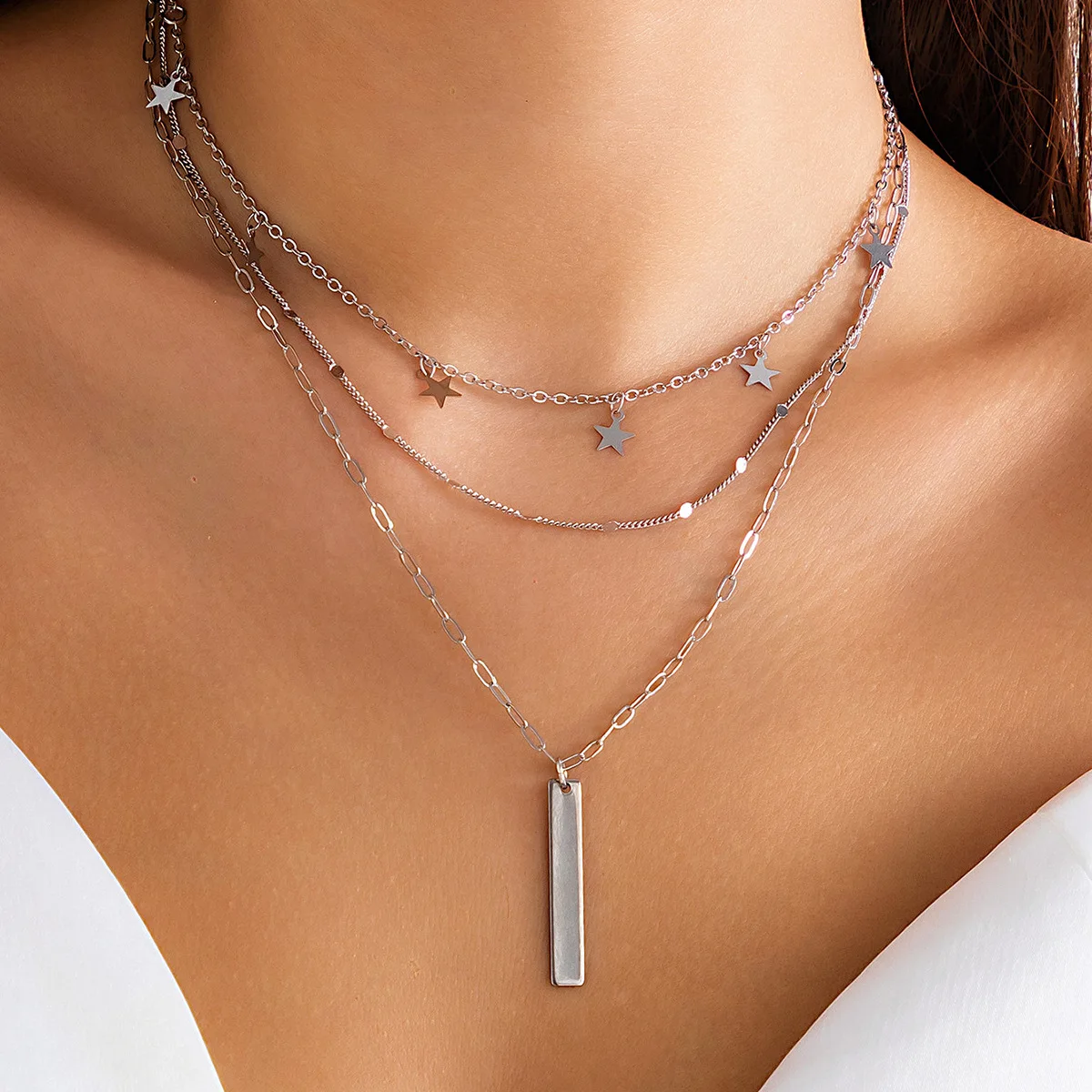 Cream Faux Pearl Layered Necklace with Thin Gold Chains Classic Refined Jewelry for Women Lightweight Comfortable for Evening