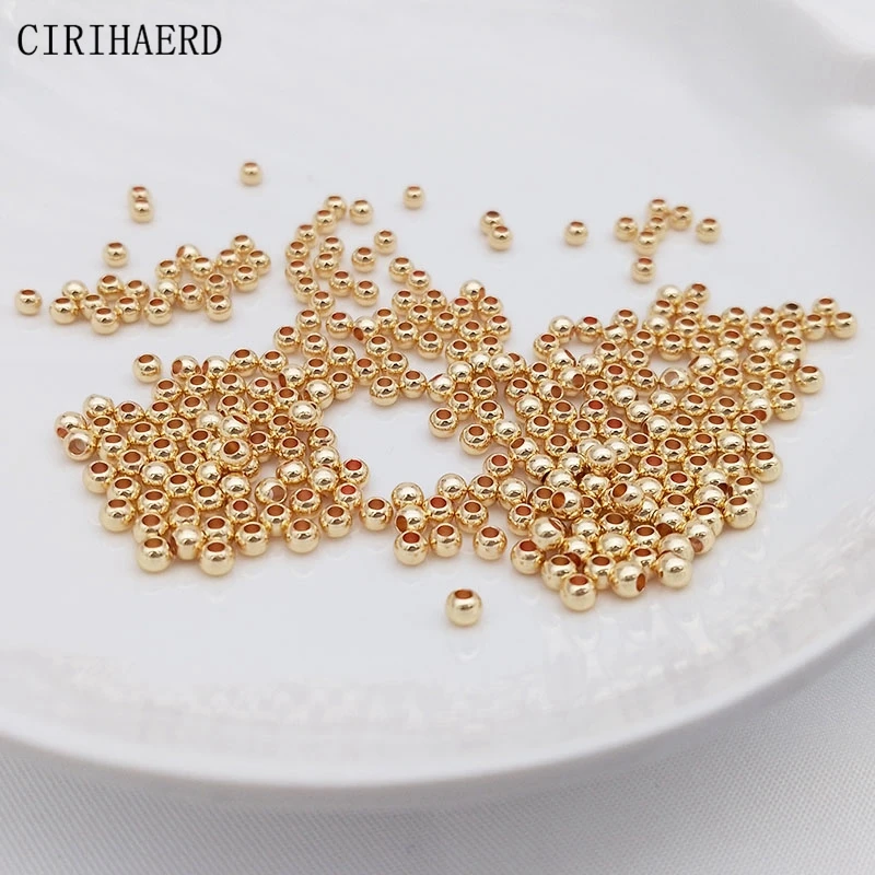 18K Gold Plated Brass Metal Round Spacer Beads 2/3/4/5/6/8mm Bead For DIY Jewelry Accessories Copper Beads Findings Wholesale