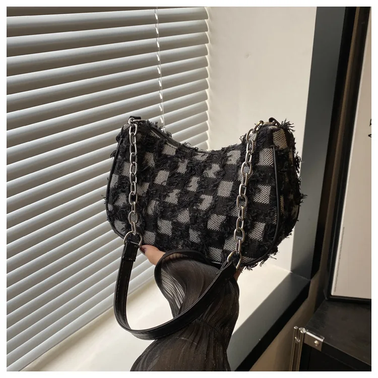 Damen-Tragetasche mit Sternmuster, blauem Distressed-Design, goldfarbene Hardware, stilvolle Handtasche, Umhängetasche für den täglichen Gebrauch – Detail 7