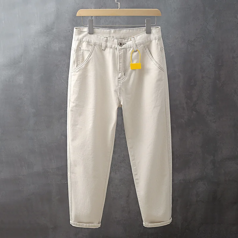 

Модные мужские джинсы Four Seasons в японском стиле, свободные прямые универсальные повседневные длинные брюки, уличные шаровары