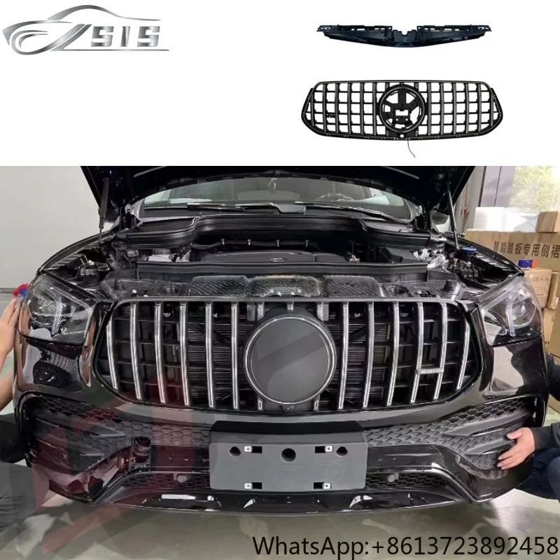 

GLE LED Grille Fit for GLE Class W167 2024-2025 Year Illuminated Grille Black and Silver Front Bumper Mesh