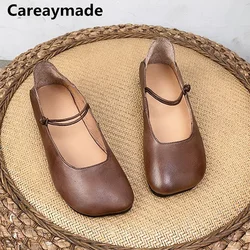 Careaymade-100 % vera pelle Top designer scarpe da donna di marca low top scarpe per il tempo libero in tinta unita scarpe singole pigre testa tonda