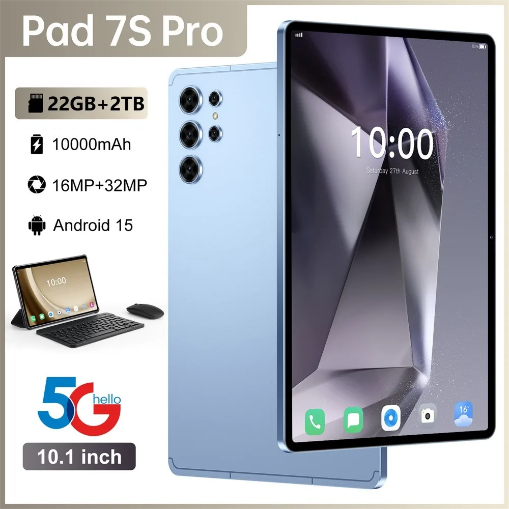 

New Tablet Pad 7s Pro Original Android 15 Tab 4G 5G Dual SIM Tablets 10.1inch HD Screen Children's 10000mAh WIFI Kids Tablet PC
