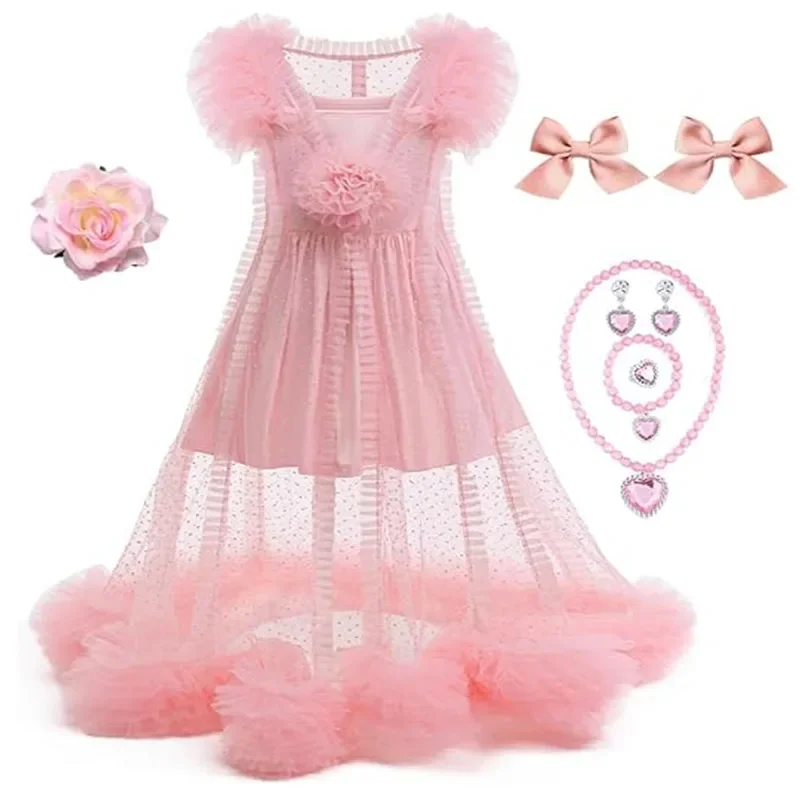 أزياء Glinda التأثيرية لحفلات الهالوين كرنفال الفتيات فساتين الحفلات الجميلة الوردية المنتفخة فتاة الأميرة فستان سهرة أنيق #2