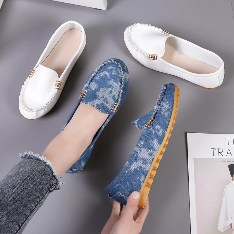 

Plus Size Women's Solid Color Simple Flat Shoes Spring and Autumn Korean Version of Casual Light Low-cut Shoes Zapatos De Mujer