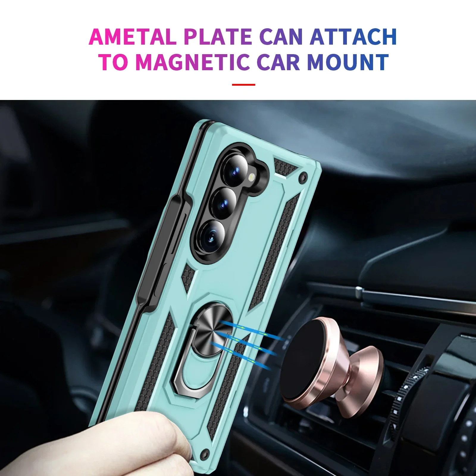 Shockproof Armor Silicone Soft Bumper Phone Case for Samsung Galaxy Z Fold 7 6 5 4 Magnetic Ring Stand Protection Back Cover