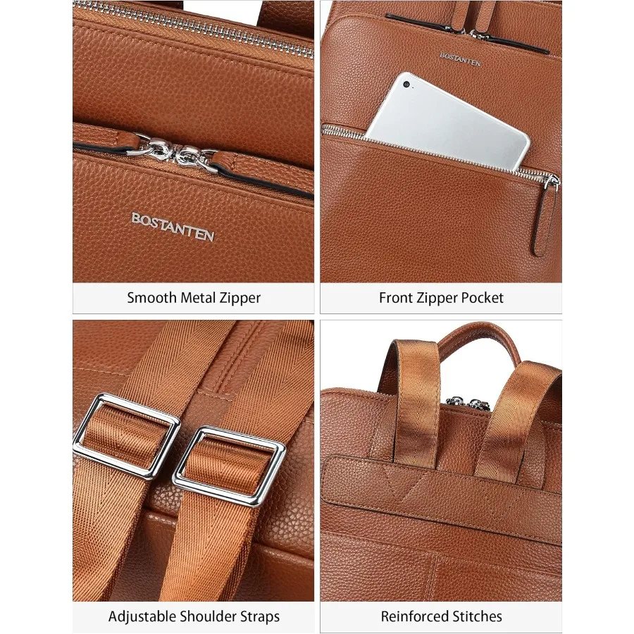 حقيبة ظهر للكمبيوتر المحمول من الجلد من BOSTANTEN للنساء مقاس 15.6 بوصة حقيبة كمبيوتر للسفر والعمل حقيبة نهارية كبيرة الحجم #6
