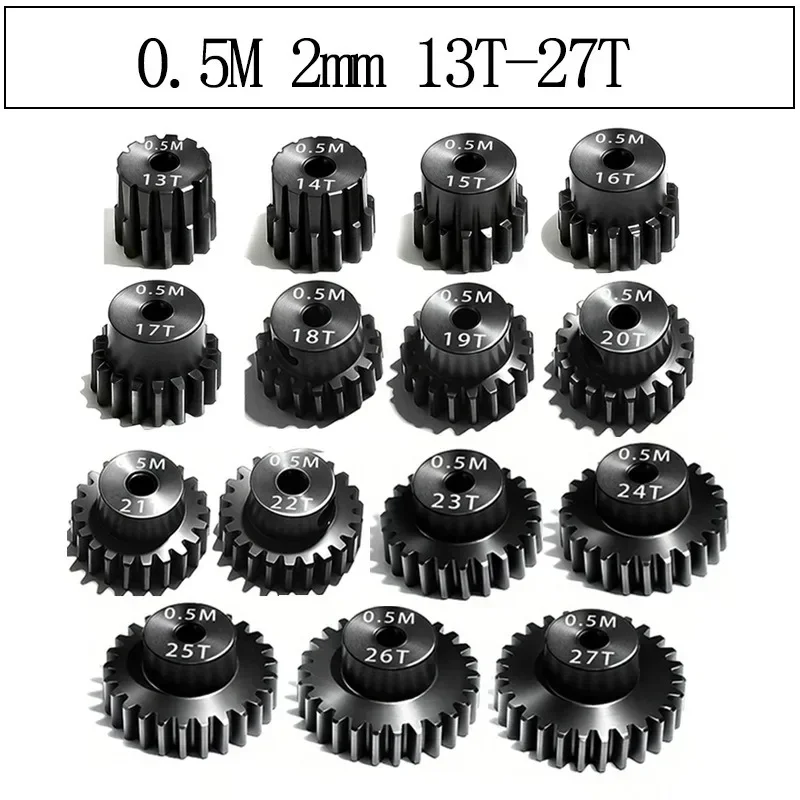 M0.5 Motor Gears Pinion 2mm Aperture 13T - 27T for 1/18 1/24 RC Model Car Buggy Truck Crawler Accessories