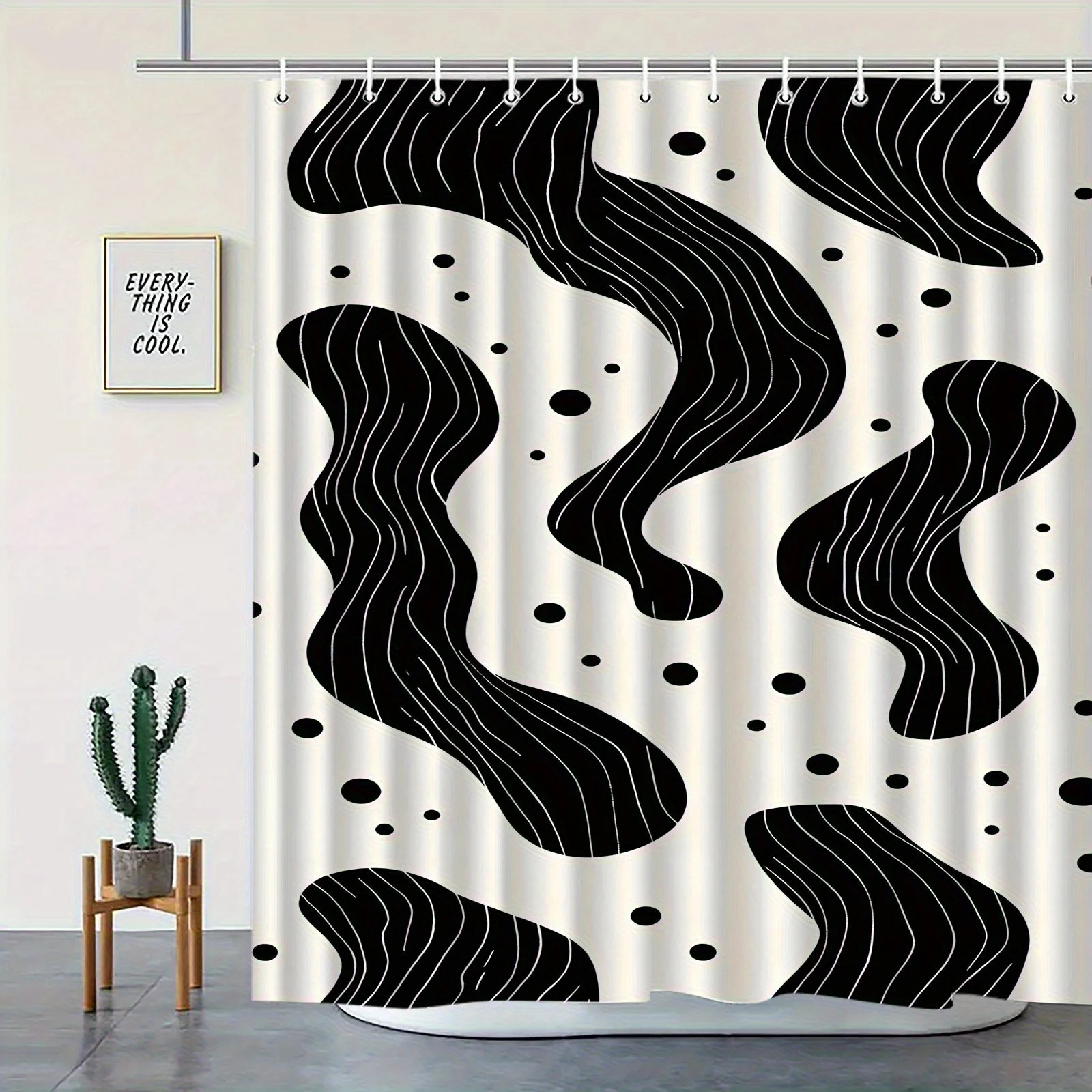 

Одиночная, минималистичная занавеска для душа в черно-белую полоску — элегантный дизайн для различных настроек, в комплект входит 12 крючков, изготовленная