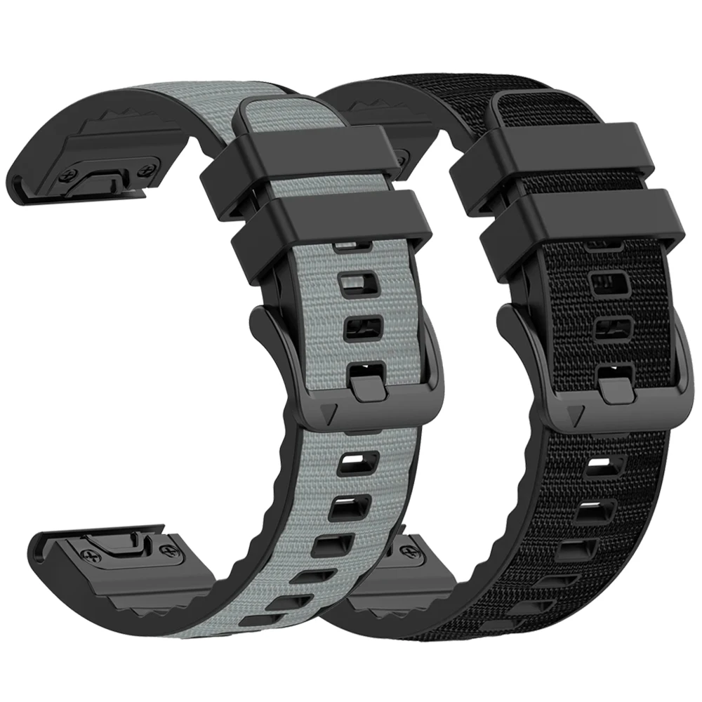 Nylon-Silikon-Armband für Garmin Tactix 8 7 Pro 47mm 51mm/Enduro 3 Uhrenarmband Fenix 8 E 7 7X 970 965 QuickFit 22mm 26mm Armband