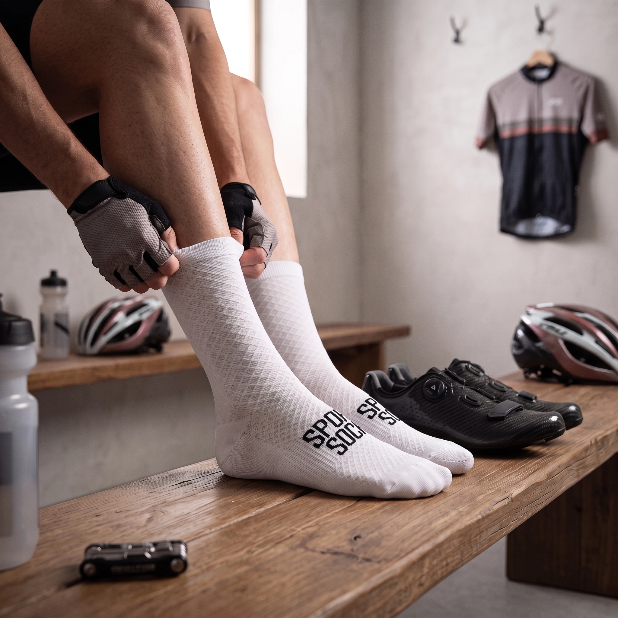 Black & White Cycling Socks - Breathable, Moisture-Wicking Athletic Bike Socks for Men & Women Outdoor Sports