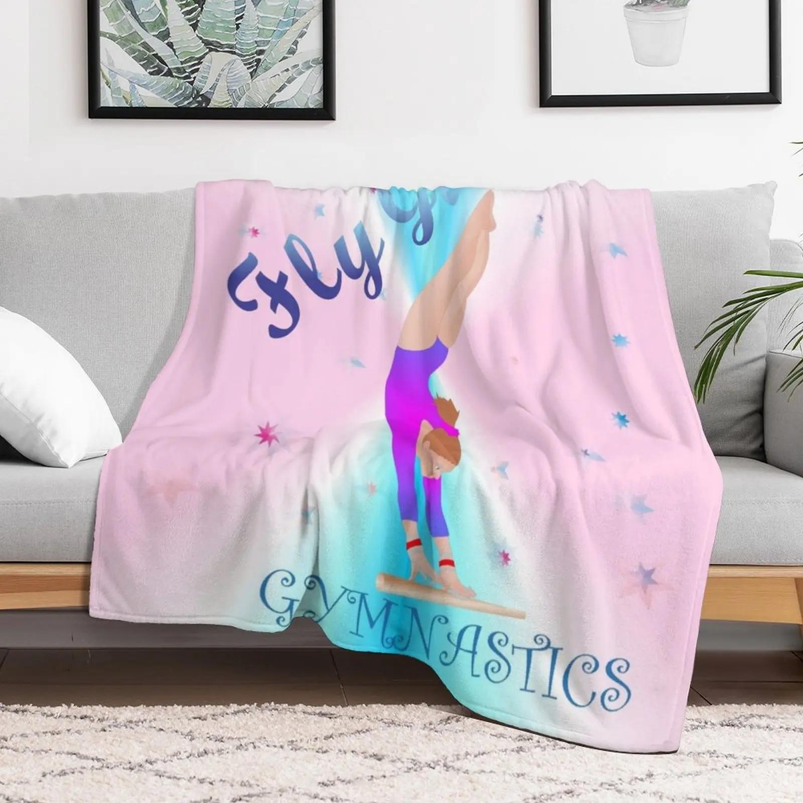 Gymnastics - Fly Girl with Background Throw Blanket sofa bed for winter Blankets