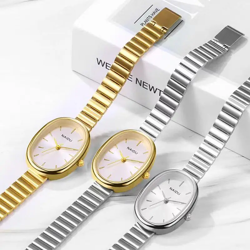 Elegant Oval Women Quartz Watch Luxury Brand Stainless Steel Band Dress Wristwatch Fashion Casual Classical Ladies Watches