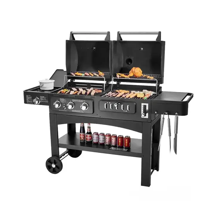 Hot Sale Cold Rolled Plate China Barbecue Grill Commercial 2 In 1 Gas And Charcoal Bbq Grill