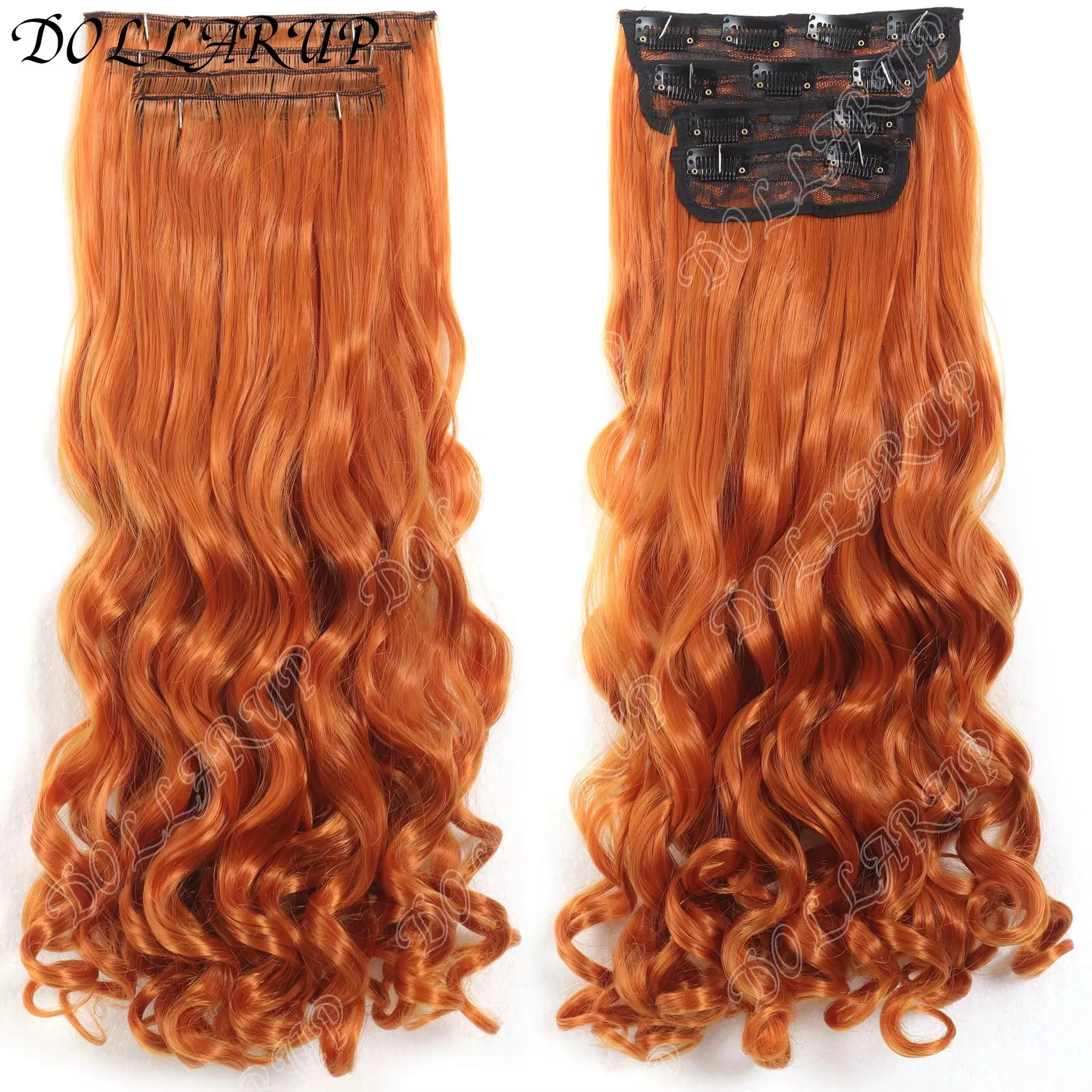 JKL 4 قطعة سميكة كاملة تطويلة شعر من الألياف رائع 11 كليب في وصلات الشعر شعر أشقر 20 ''الجسم الطبيعي متموج هيربيسي #6