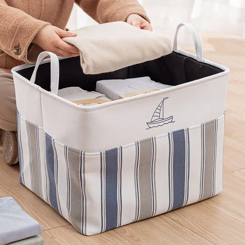 

Home Folding Storage Baskets Cotton Linen Clothes Organizer Kids Toys Organizer Sundries Storage Box Wardrobe Storage