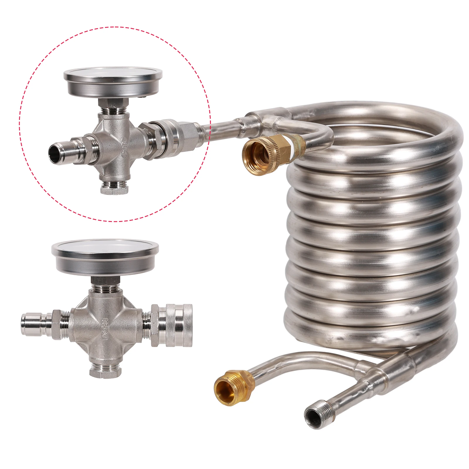 In-line Thermometer with Stainless Quick Disconnect Bi-metal thermometer 1/2\