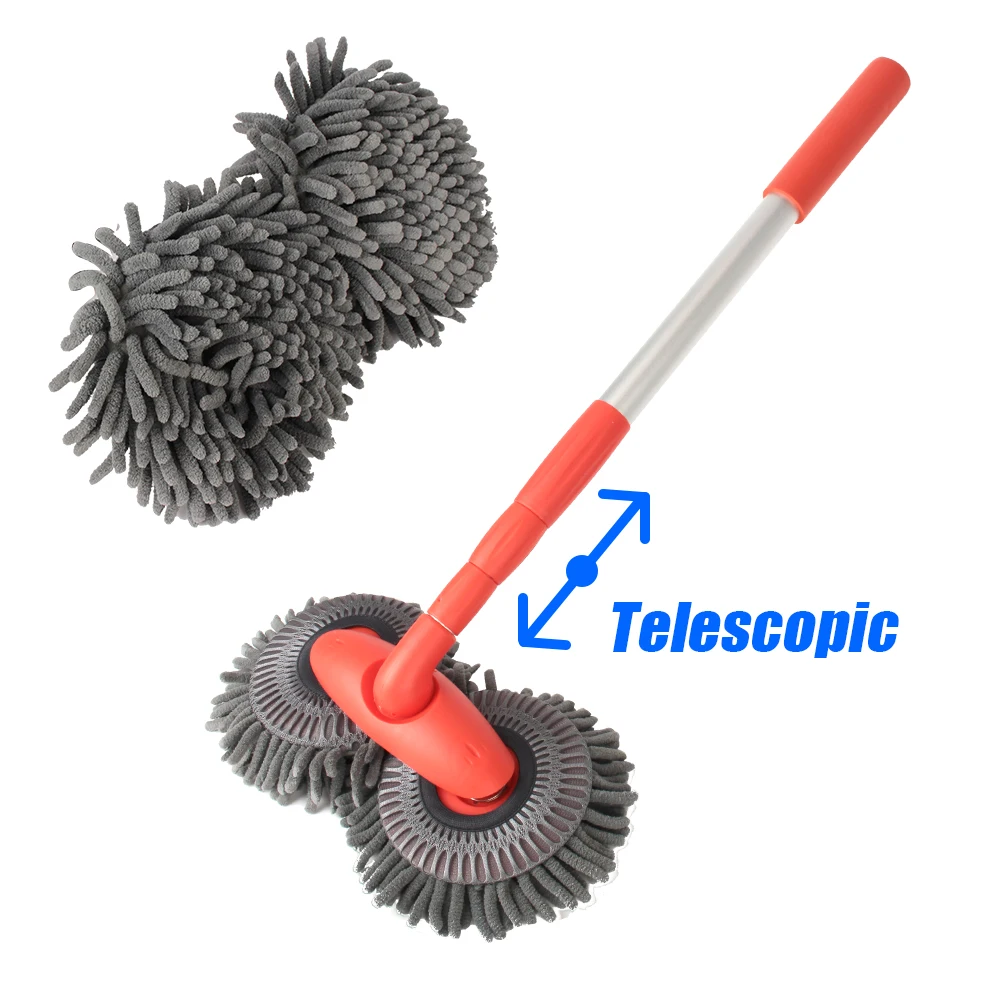 Car Mop Washer Foam Wash Chenille Brush Windscreen Roof Window Cleaning Maintenance Stretching Handle Set Auto Care Accessories