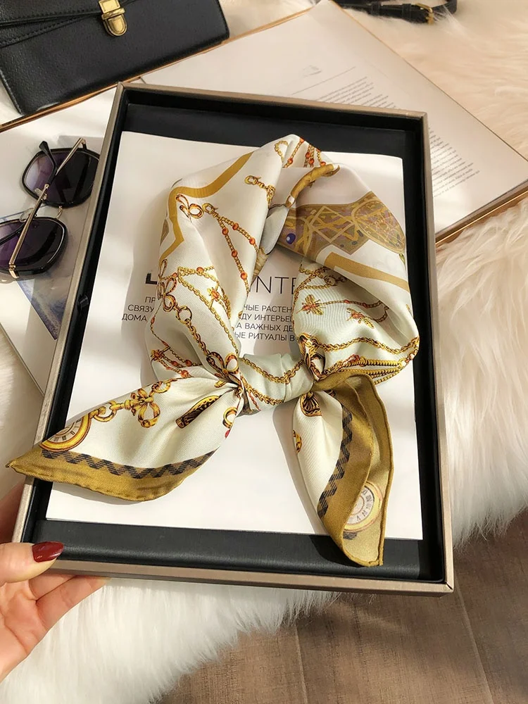 黄色のシルクスカーフ女性の多用途春秋ファッションスクエアスカーフ-00-桑シルクツイルシルクネクタイ韓国スタイル