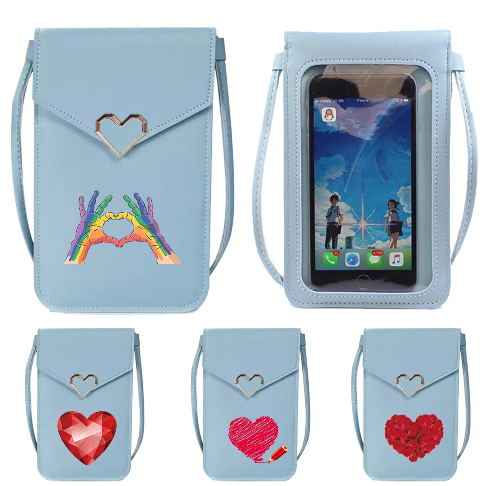 

Портативная сумка для мобильного телефона, универсальная, прозрачная, с сенсорным экраном, серия Love, сумки для телефонов, женская сумка через плечо для покупок и повседневных поездок
