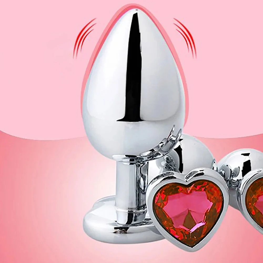 S/M/L Anal Plug Heart Metal Crystal Anal Plug for Women Removable Stainless Steel Butt Plug Men Stimulator Anal Sex Toys Dildo