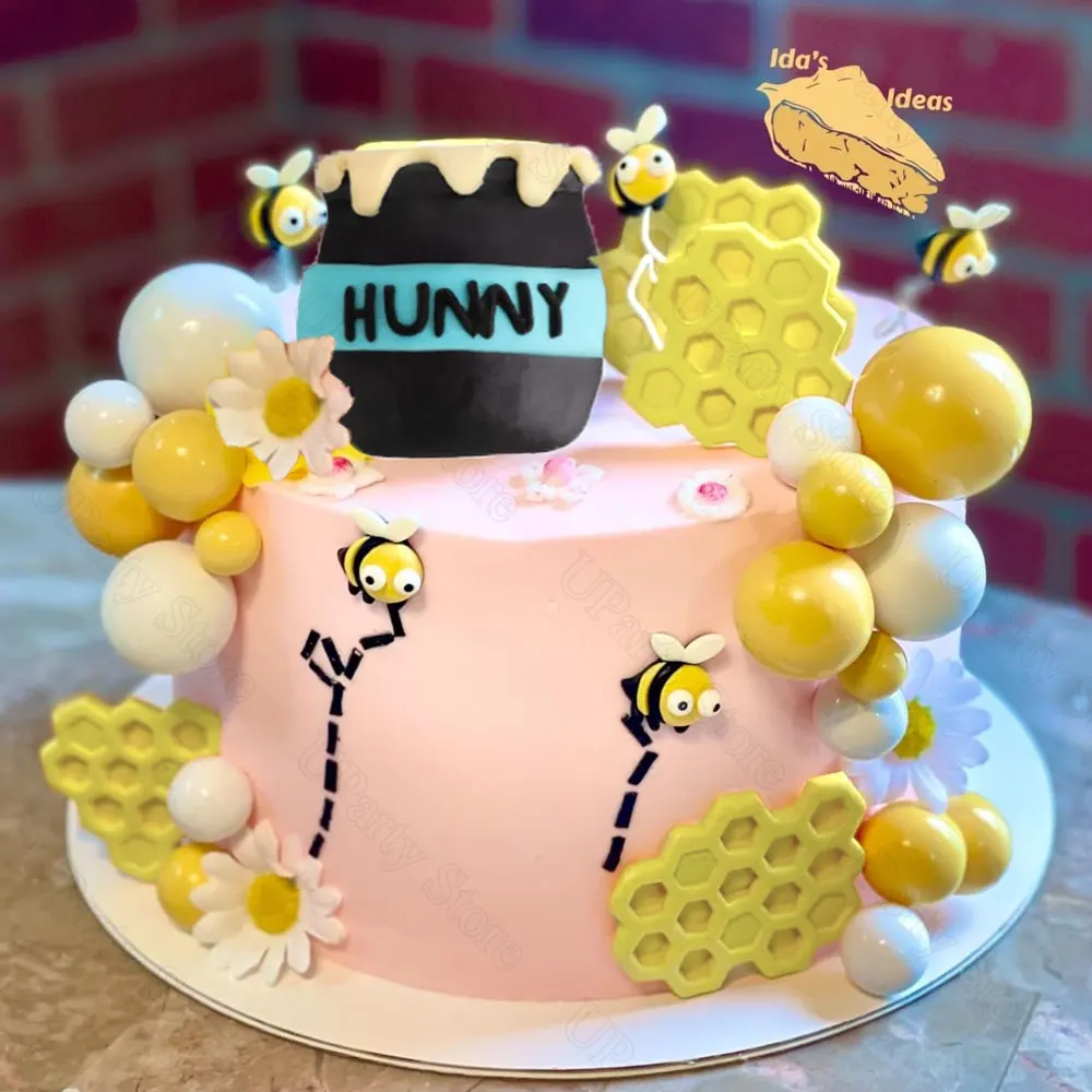 29 Stück Bienenkuchen-Topper, Honigglas-Stick, Wabenkuchen-Topper für Bienen, Geburtstag, Geschlecht offenbaren, Babyparty, Kuchendekorationen, Gastgeschenk – Detail 6