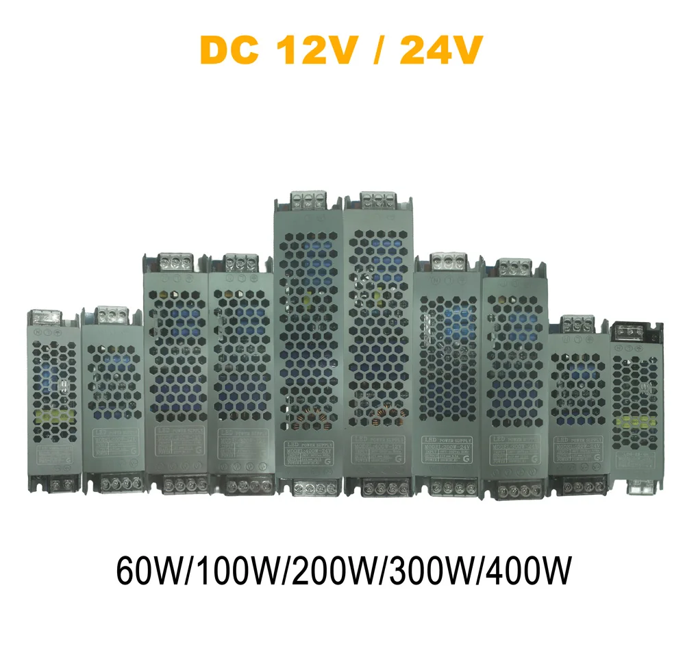 transformador de fonte de energia para led strip led driver conversor de alimentacao 12v 24v 60w 100w 200w 300w 400w 220v 230v ca para cc 01