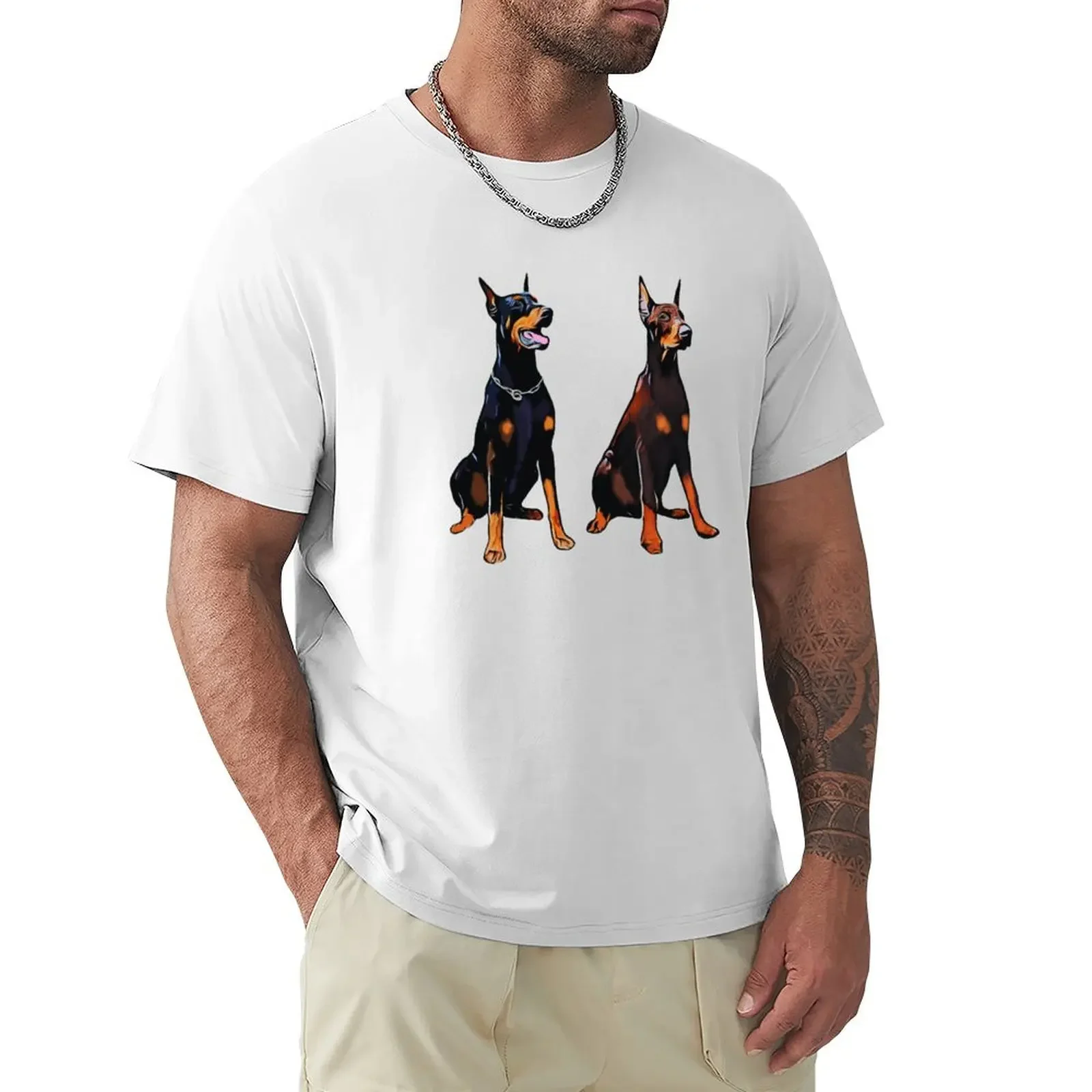 Dobermanns black and brown sitting silhouettes T-Shirt blacks new edition men graphic t shirts