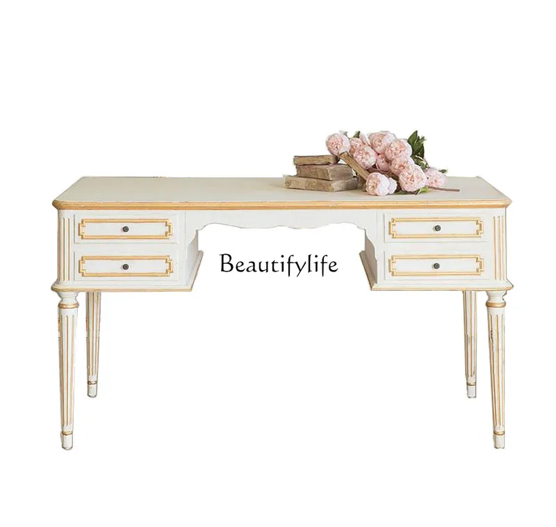 

American retro carved desk European French solid wood dresser neoclassical