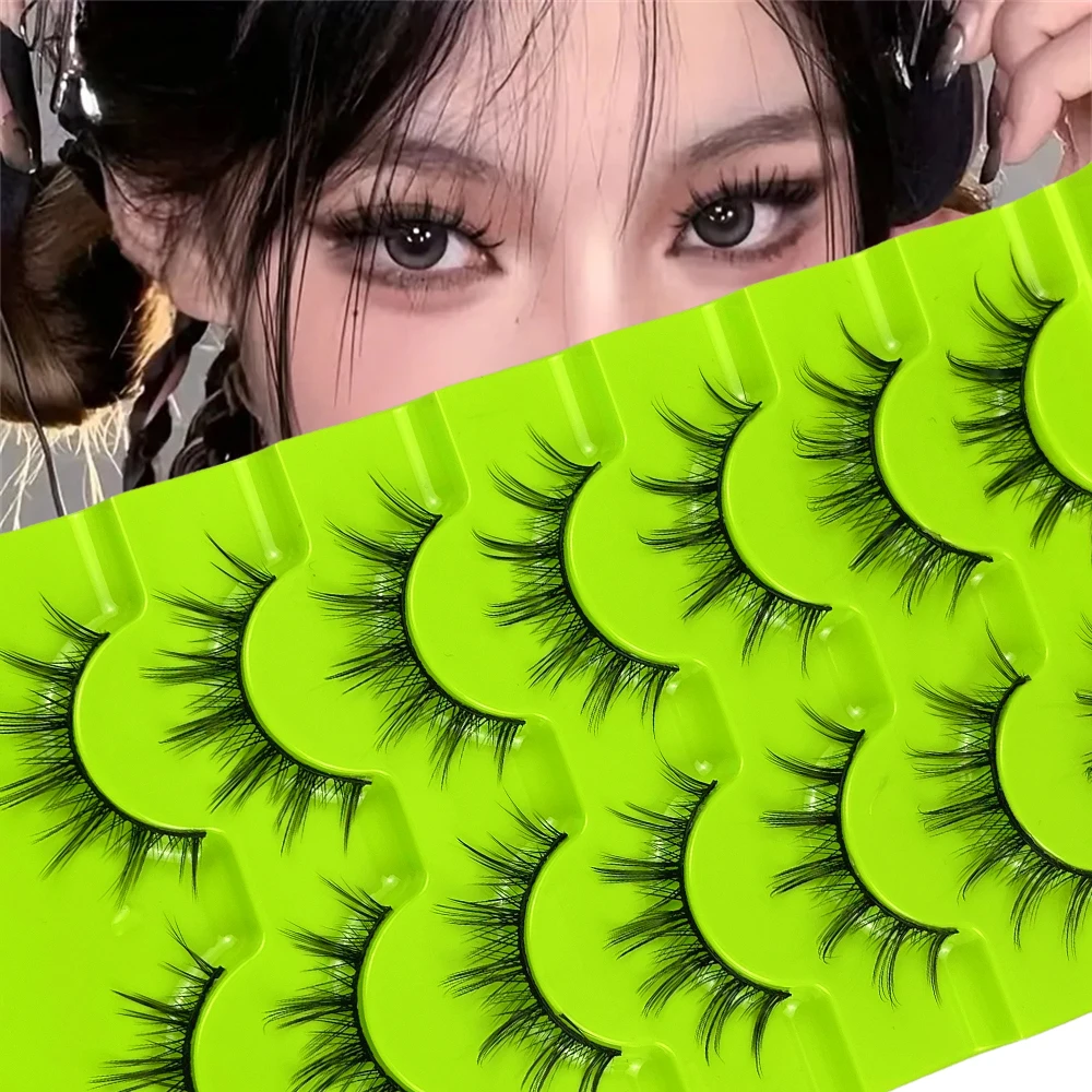 7 pairs of anime eyelashes, fluffy and pointed 3D curly eyelash sets, Asian-style role-playing, create perfect makeup looks