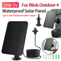20W 5V Solar Panel Waterproof Outdoor Camera Solar Panel Charger 360 Degree Adjustable Mount 2000mAh Battery for Blink Outdoor 4