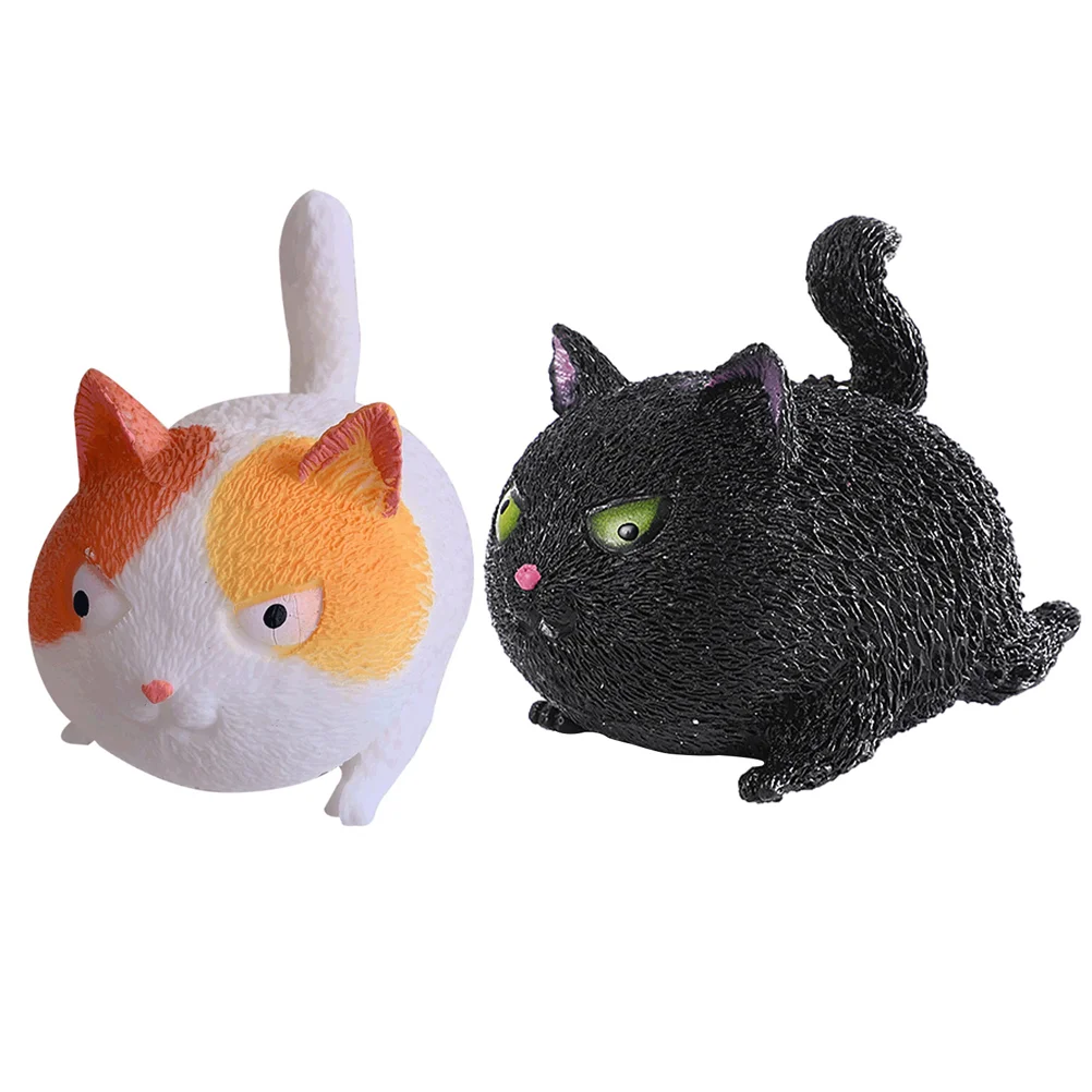 

2 Pcs Children’s Toys Decompression Ball Simulation Cat Plaything Stress Reliever Cartoon Angry Vent Anxiety Relief Fidget