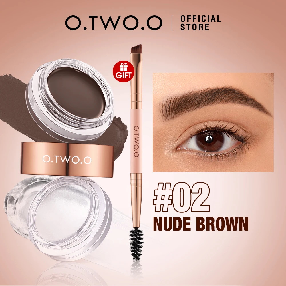 O.TWO.O Eyebrow Pomade Brow Gel Wax 2 IN 1 Waterproof Long Lasting Creamy Texture Eye Brow Tint Enhancers Cosmetics Makeup