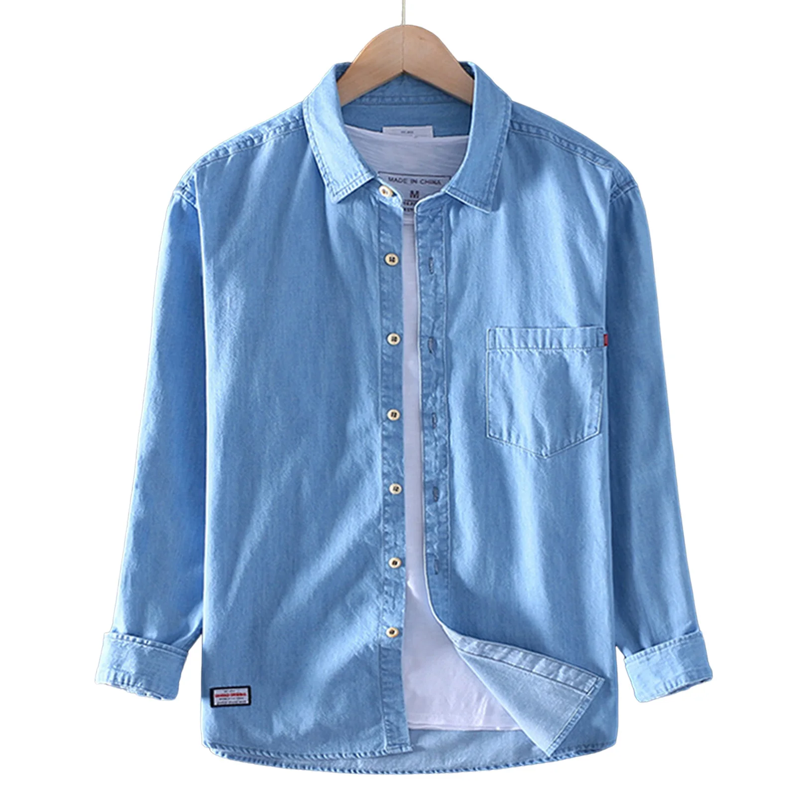 

Summer Men's Denim Shirt Jacket Comfortable Wear Versatile and Loose Shirt for Shopping Camping Walking