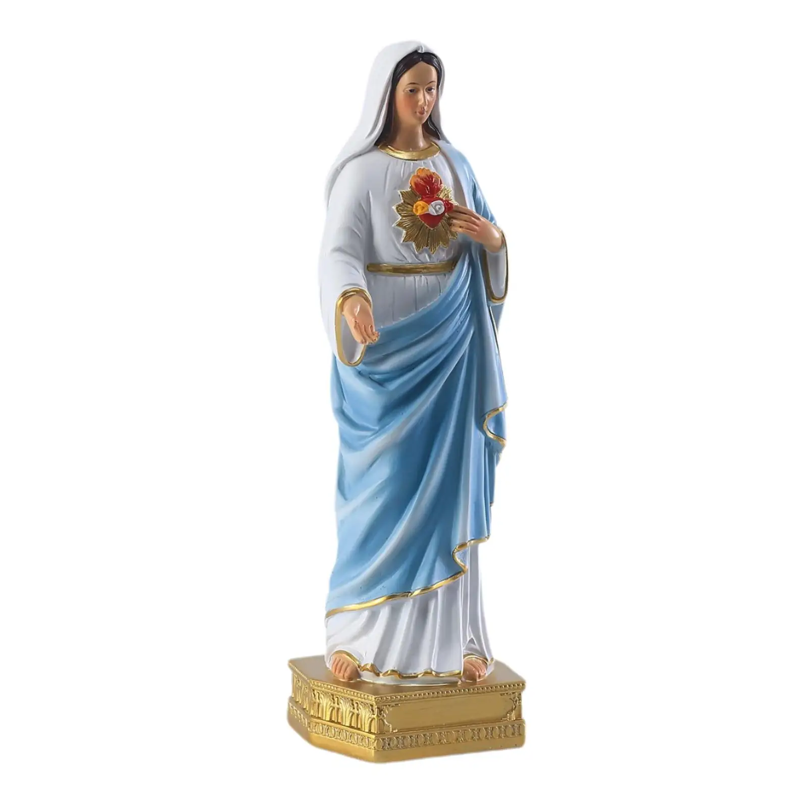 Resin Mary Figurine Modern Religious Statue Ornaments for Home Office Christmas Gift Display