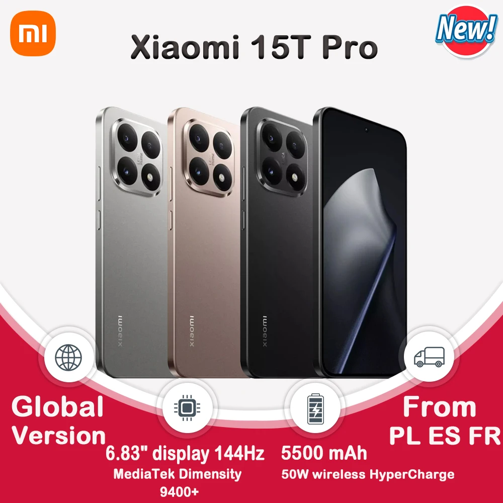 Xiaomi 15T Pro Version mondiale système de portrait NFC Leica vidéo 4K MediaTek Dimension 9400 + écran AMOLED 144Hz 6.83 pouces
