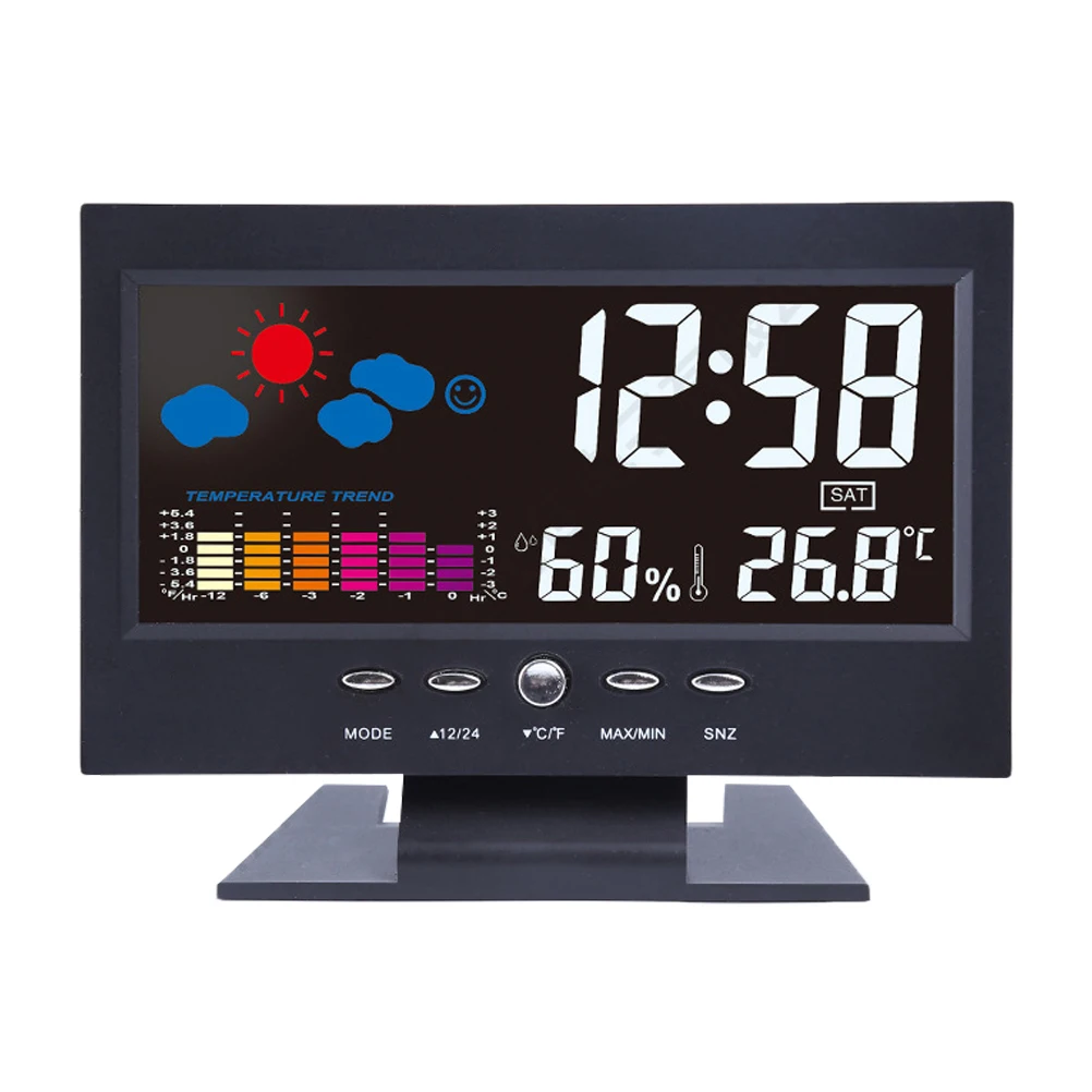 

Multi-Function Large Screen Led Digital Display Clock Home Calendar Alarm Clock World Time Temperature Snooze Usb Powered Black