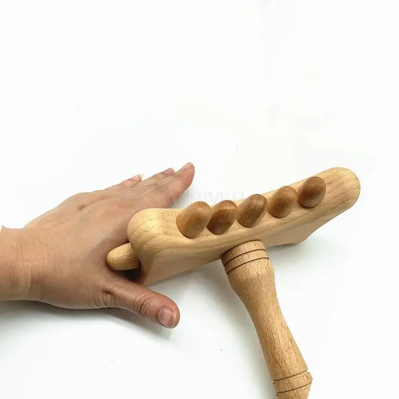 Alat pijat terapi kayu, palu pijat drainase limfatik Gua Sha, pereda nyeri otot Anti selulit titik pemicu