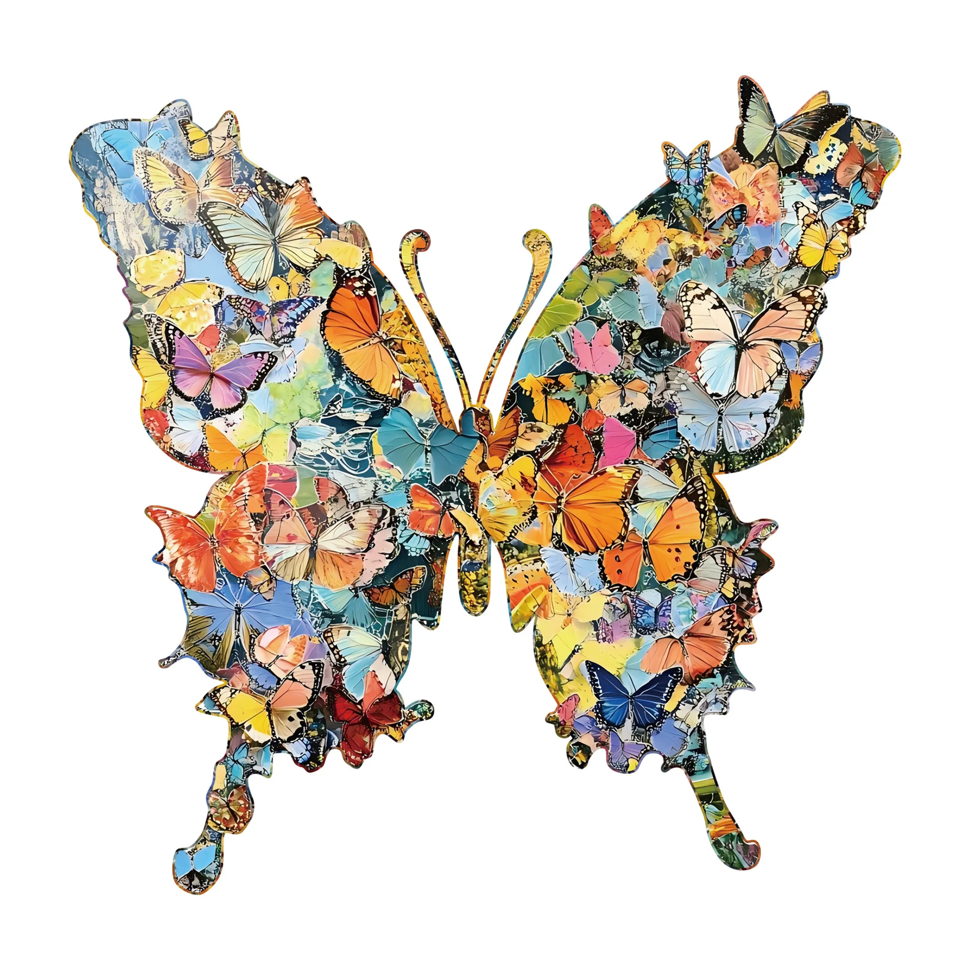 Butterfly Wooden Puzzle-Irregular Shape Jigsaw Toy, Stress Relief Decor Art &Gift, Brain Teaser Unique Animal Wooden Puzzle Game