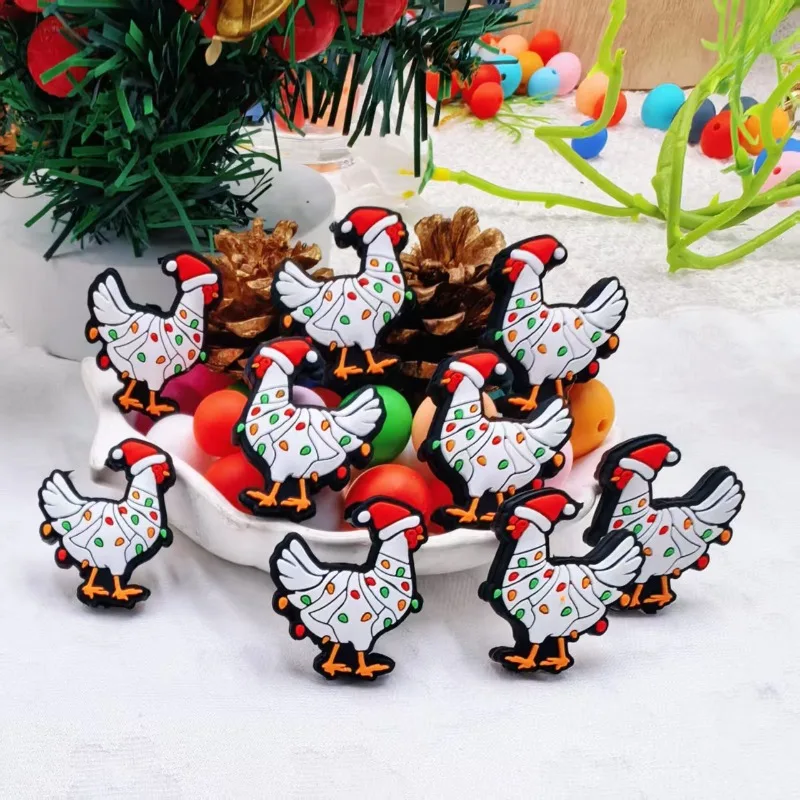 20/50 قطعة جديد عيد الميلاد سيليكون البؤري الخرز لصنع المجوهرات DIY بها بنفسك مطرز أقلام سلاسل المفاتيح الهدايا الاكسسوارات اليدوية #1