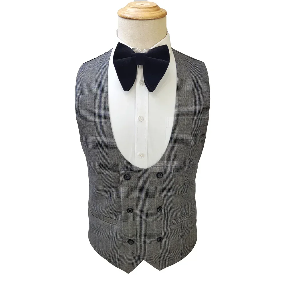 2024 Business Fit Blue Plaid Striped Men\'s Suit 3-piece Best Man Wedding Dress New Men Clothing Suit Men Wedding Suits for Men
