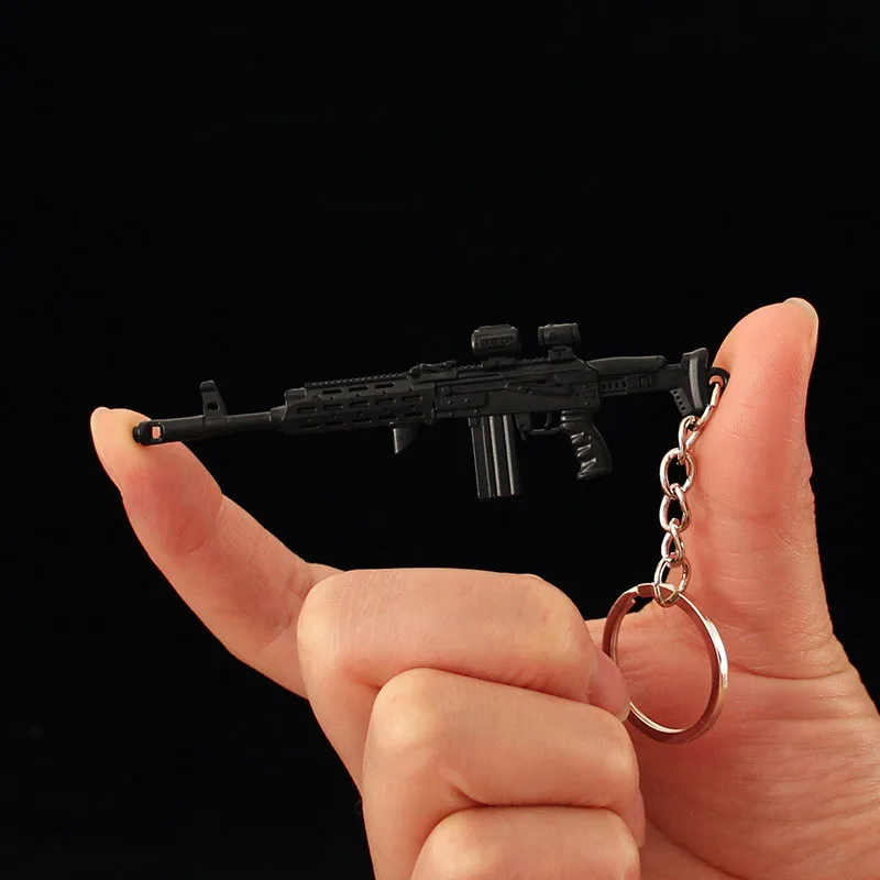 9Cm Mini Gun Model Ak308 Sleutelhanger Model Sieraden Wapen Metalen Hanger Sleutelhanger Chaveiro Tas Auto Sleutelhouders Cadeau Voor Kinderen Mannen