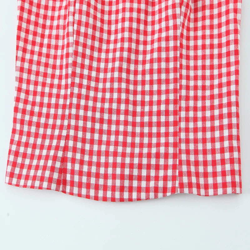 

Spring 2025 Women's Slim Fit Plaid Ruffle Patchwork Vest Top Knot Sweet Sle Polyester Fiber 00% Z Brand