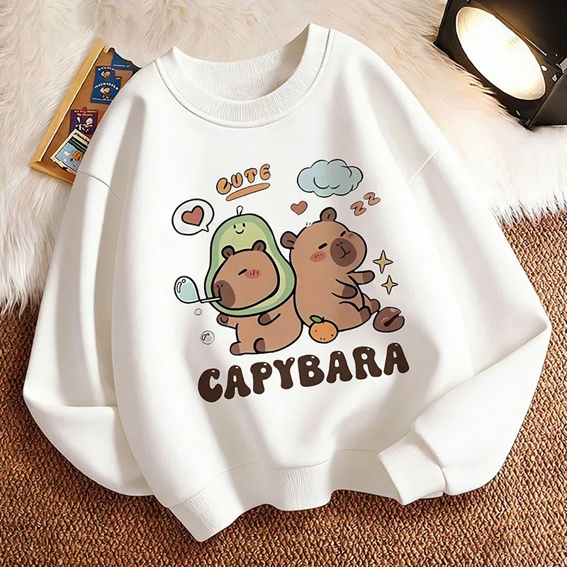 2026 Capybara Lustiger Kinder-Sweatshirt Pullover Frühling Herbst Rundhals Grafik-Print Hoodie Jungen/Mädchen Kinder-Kapuzenpullover