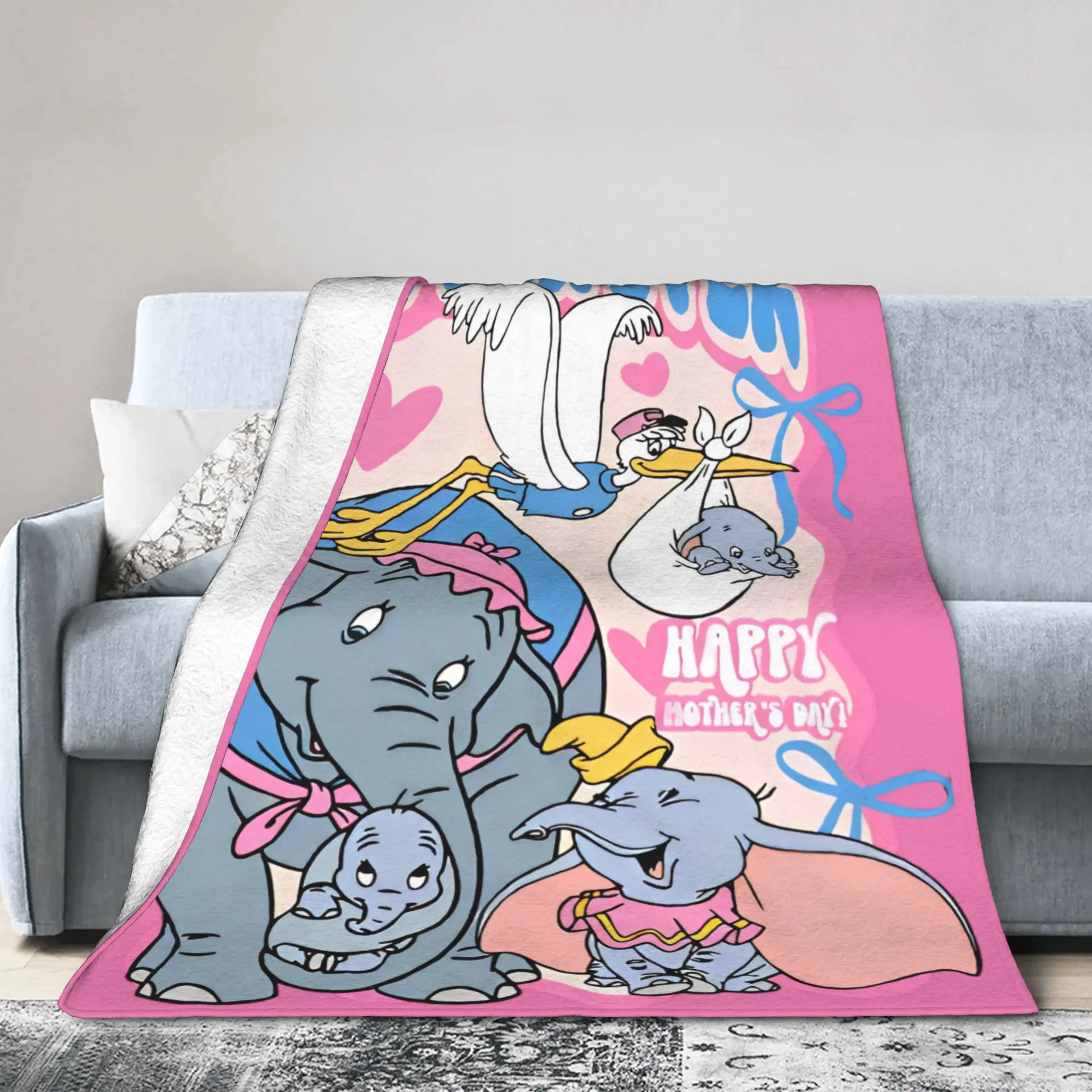 

Dumbo Elephant Best Mom Ever Fleece Throw Blankets Vacay Mode for Bed Knitted Blanket Car Super Soft Breathable