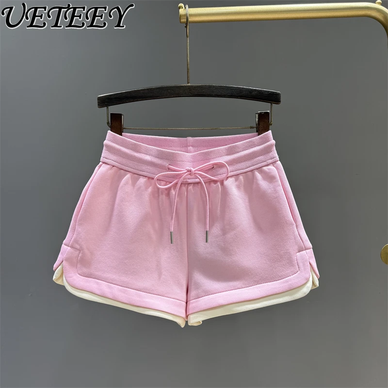

Splicing Contrasting Sports Shorts Women's 2025 Summer New Design Sense Drawstring Loose A-line Casual Wide-leg Hot Pants