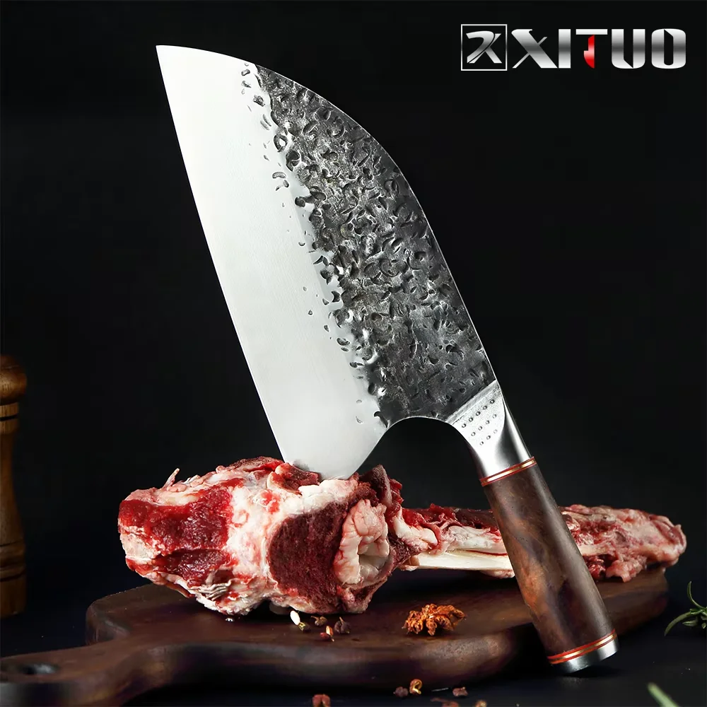 

XITUO Professional Butcher's Knife Hand-Forged Stainless Steel Chef's Knife Razor Sharp Kitchen Knife Vegetable and Meat Cutting
